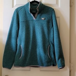L.L. Bean Women's 1/4 Button Placket Teal Blue Pullover Sweater / Large Reg.